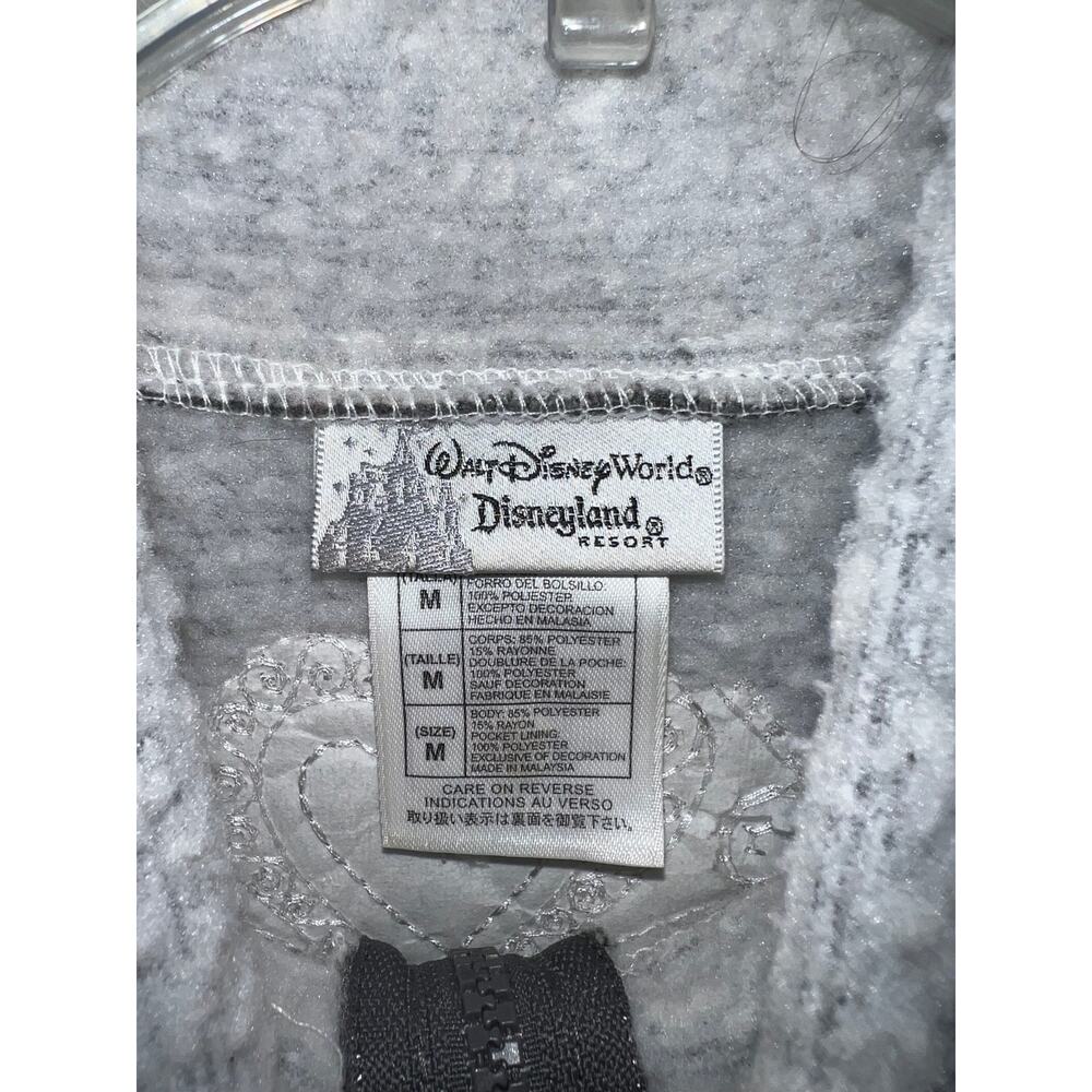 Walt Disney World Grey Mickey Minnie Embroidered Fleece Sherpa Zip Jacket - Picture 6 of 9